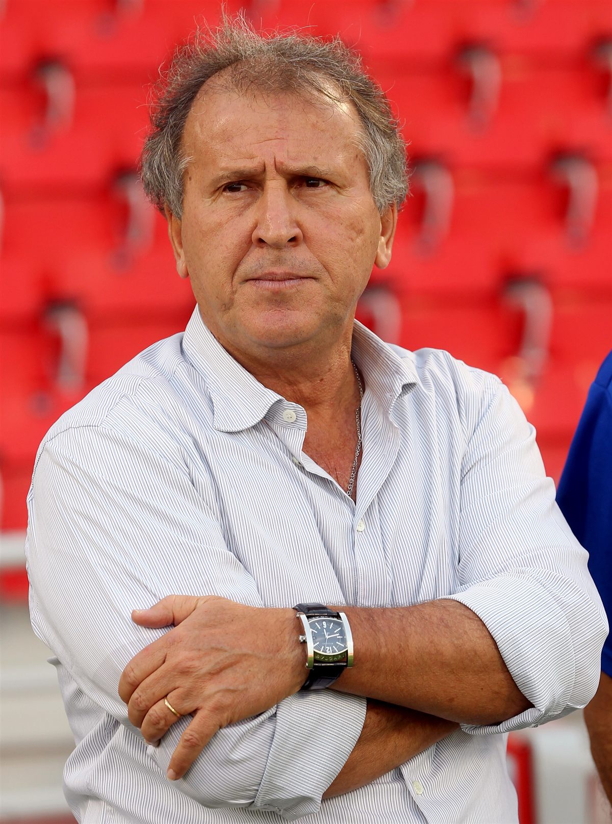 Zico com camisa clara e braços cruzados em retrato de arquivo de 2012